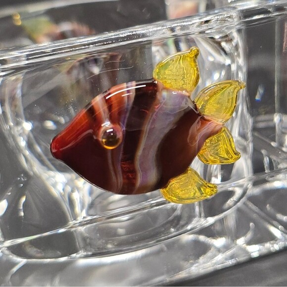 Crystal Glass Votive Candle Holder Murano Fish Accent Set Of 2 - Picture 3 of 8